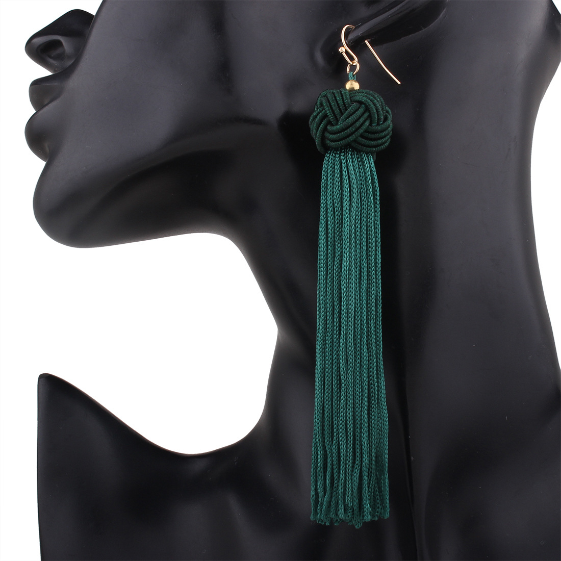 Western Style Ms The New Fashion Manual Weaving Ball Long Section Tassel Earring