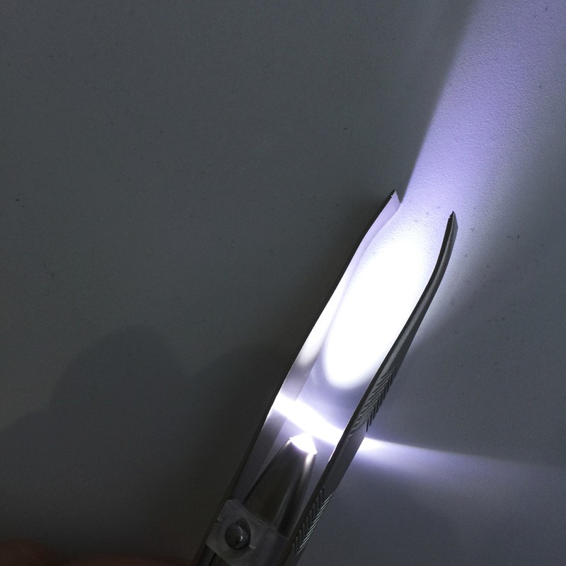Women beauty tools Professional Stainless Steel LED Light Eyebrow Tweezers Plier Clip Make Up Tool