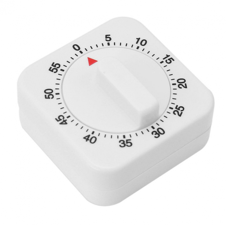 Vintage White Square 60-Minutes Mechanical Timer Reminder Counting for Kitchen