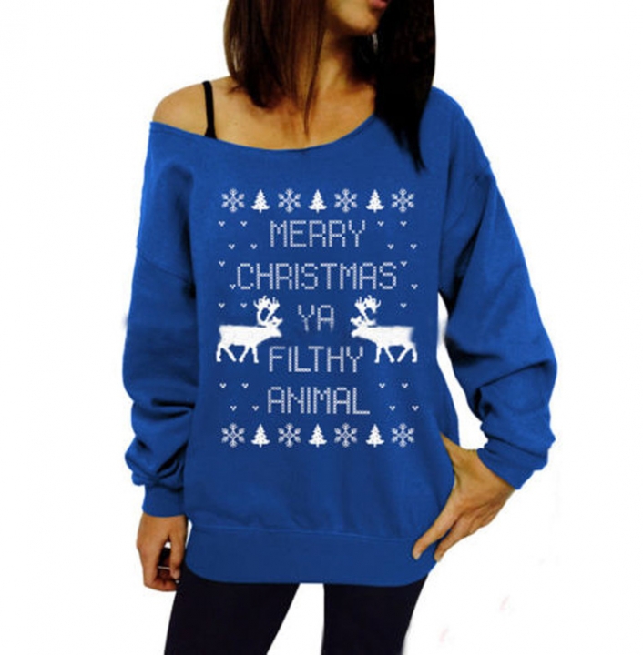 Western Style Ms Fashion Christmas tree Theme Pattern Printing Hedging Sweatshirt Sweater