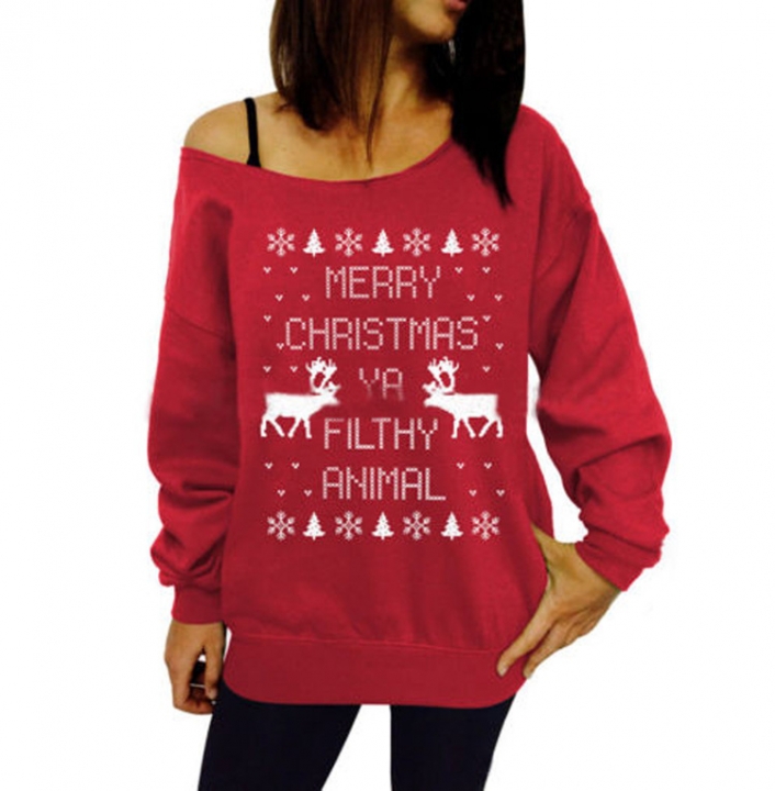 Western Style Ms Fashion Christmas tree Theme Pattern Printing Hedging Sweatshirt Sweater