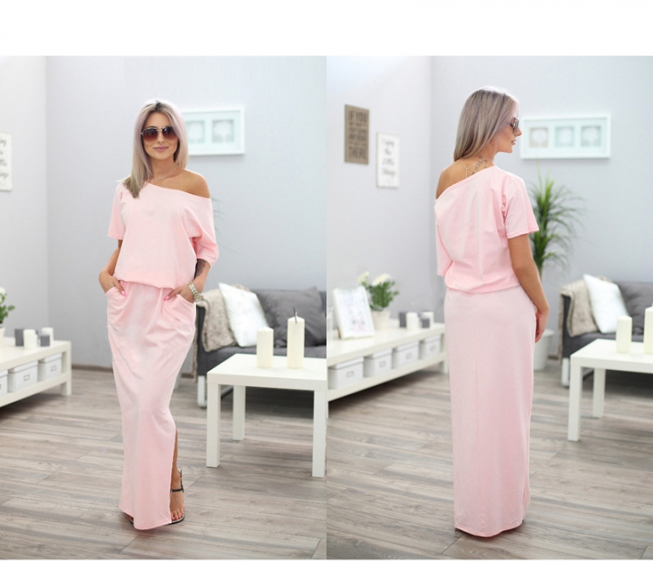 Western style Ms fashion personality summer Open sideways Fork pocket Loose dress