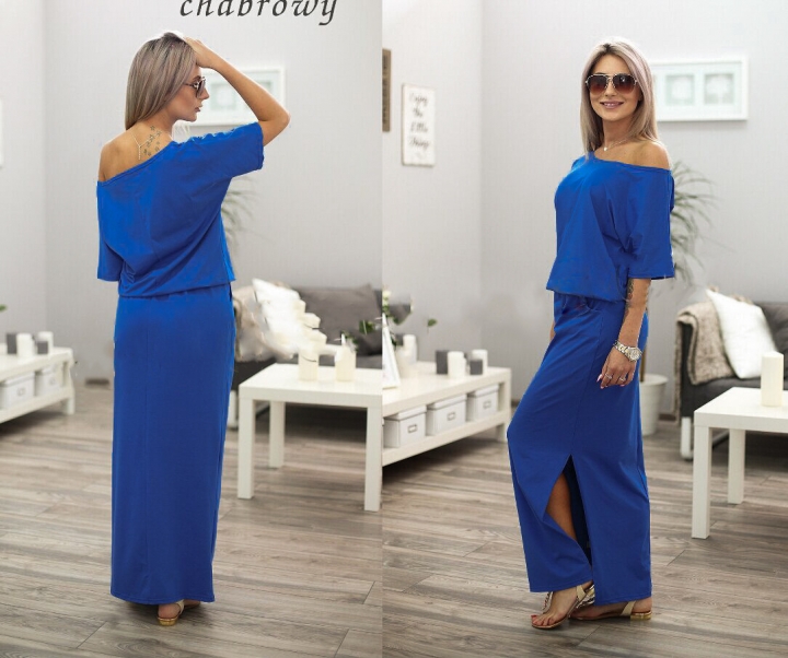 Western style Ms fashion personality summer Open sideways Fork pocket Loose dress