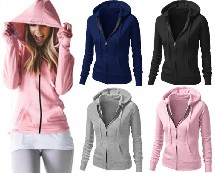 Western Style Ms Fashion Autumn And Winter Long Sleeves Hooded zipper Slim Coat Jacket