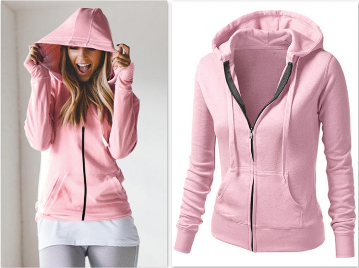 Western Style Ms Fashion Autumn And Winter Long Sleeves Hooded zipper Slim Coat Jacket