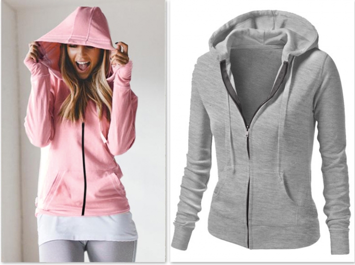 Western Style Ms Fashion Autumn And Winter Long Sleeves Hooded zipper Slim Coat Jacket