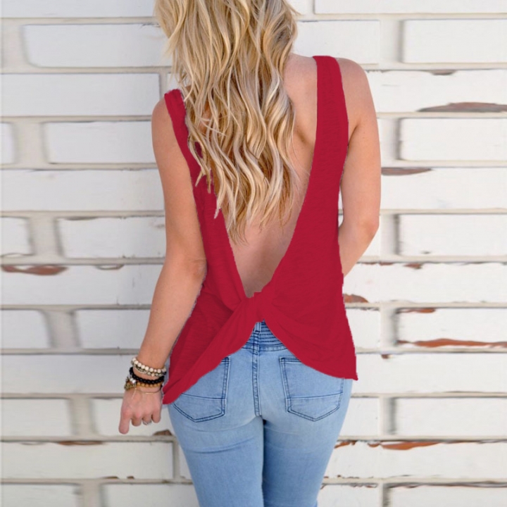 Western Style Ms Fashion Summer Sexy Halo Cross Sleeveless T-shirt Coat