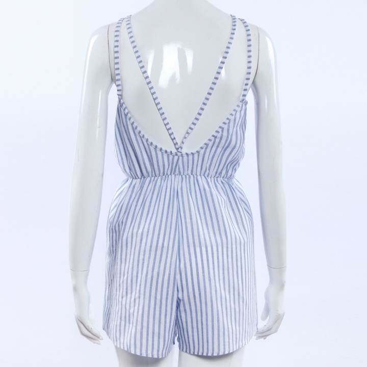 Western Style Ms Fashion Sleeveless Slim Stripe Loose Halo Rompers