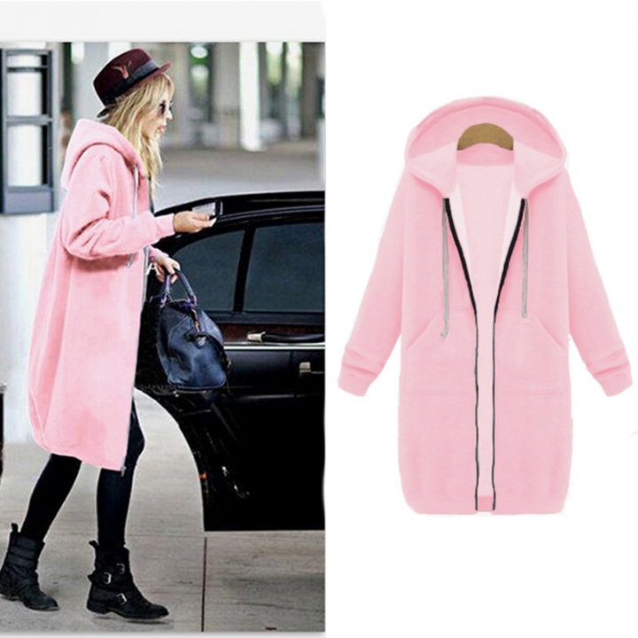 Western Style Ms Fashion Thickening In the long Section Hooded Sweater coat