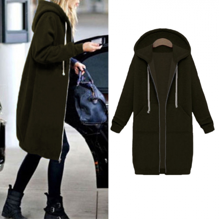 Western Style Ms Fashion Thickening In the long Section Hooded Sweater coat