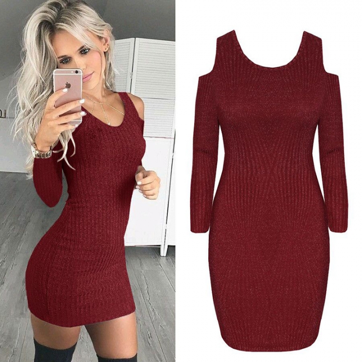 Ms Fashion Personality Round Neck Strapless Slim Pit Dress