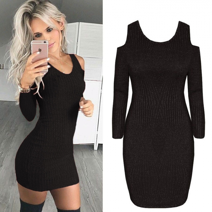 Ms Fashion Personality Round Neck Strapless Slim Pit Dress