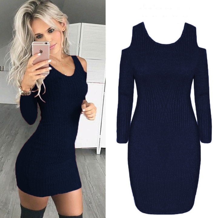 Ms Fashion Personality Round Neck Strapless Slim Pit Dress