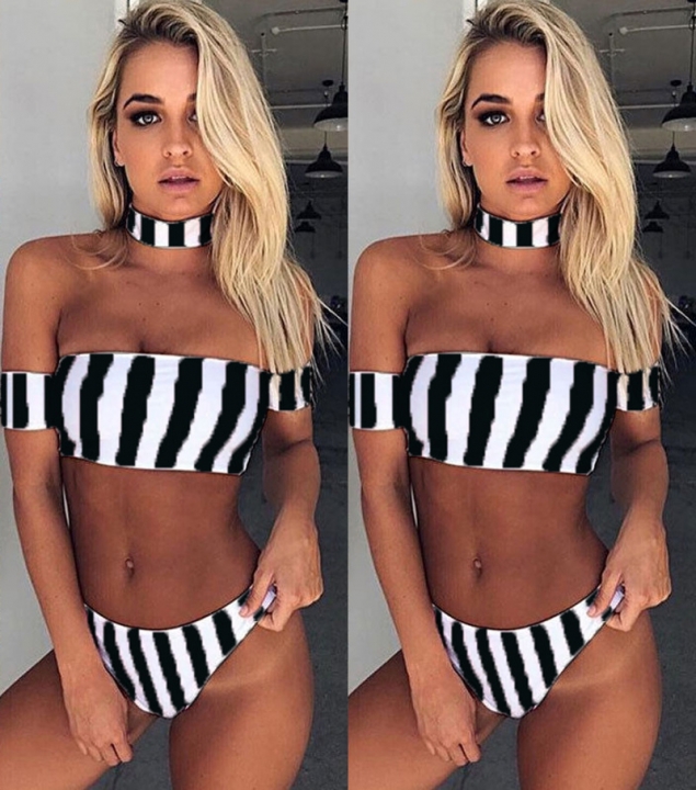 Western Style Ms Fashion Sexy Stripe Bikini Sexy Personality Swimsuit