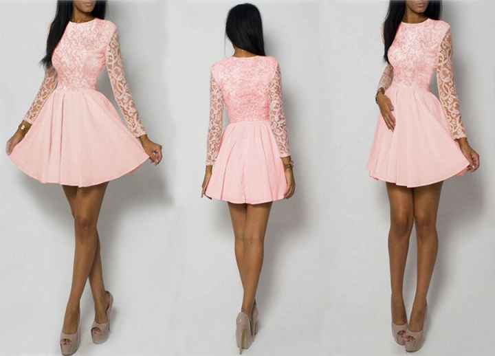 Western Style Ms Sexy Long Sleeves zipper Round Neck Personality Fashion Dress