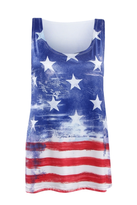 Western Style Ms Fashion independence Day Cowboy Flag Pentagram printing T-shirt coat