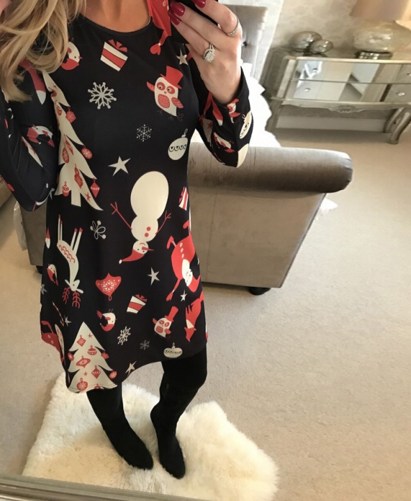 Western Style Ms Fashion Christmas Tree Old Man Lucky Star Snowman Personality Dress