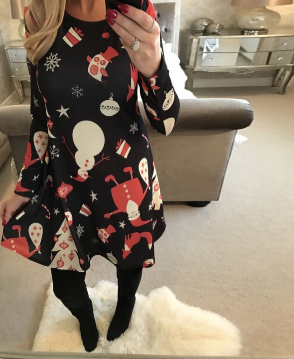 Western Style Ms Fashion Christmas Tree Old Man Lucky Star Snowman Personality Dress