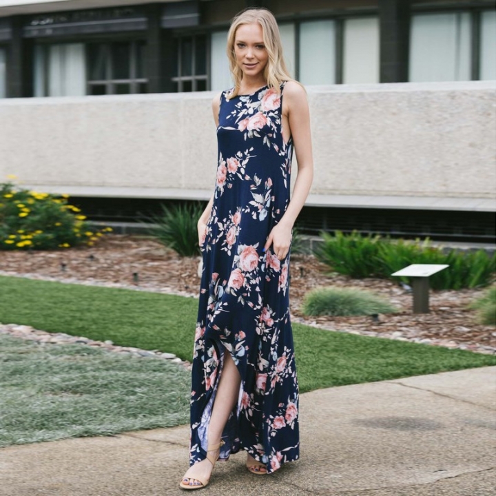 Western Style Ms Personality Fashion Printing Loose Sleeveless Sexy Dress