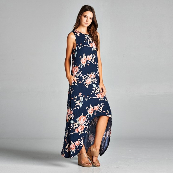 Western Style Ms Personality Fashion Printing Loose Sleeveless Sexy Dress