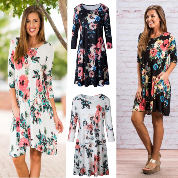 Western Style Ms Fashion Spring And Summer Sexy Printing Slim Personality Dress