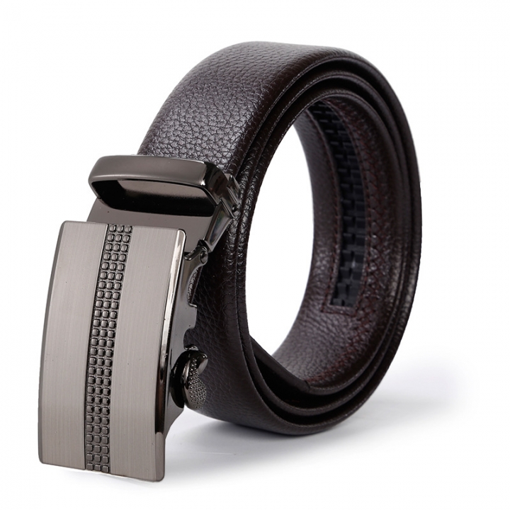 Men Business Leisure Belt Youth Automatic Buckle Suit Belt Black Microfiber Wear-Resistant Belt