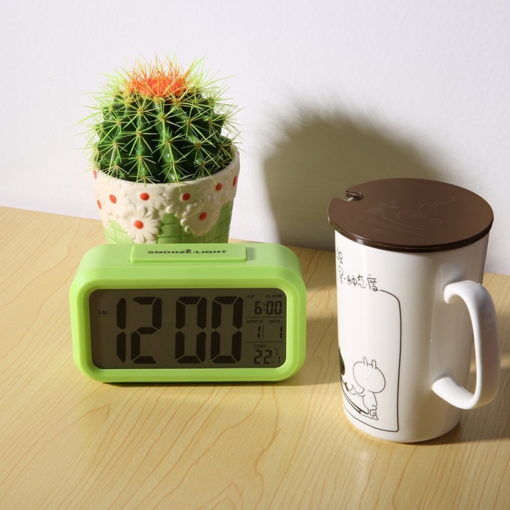 Creative Digital Smart Bell Temperature Snooze Alarm Clock Mute Backlight Electronic Clock
