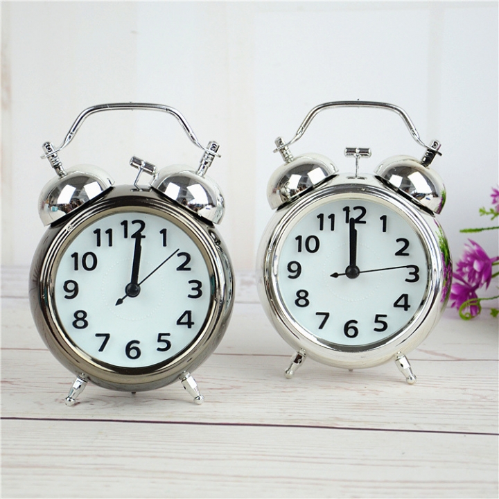 Plating Classic Vintage Ring Bell Alarm Clock Child Creativity Small Alarm Clock Watch Clock
