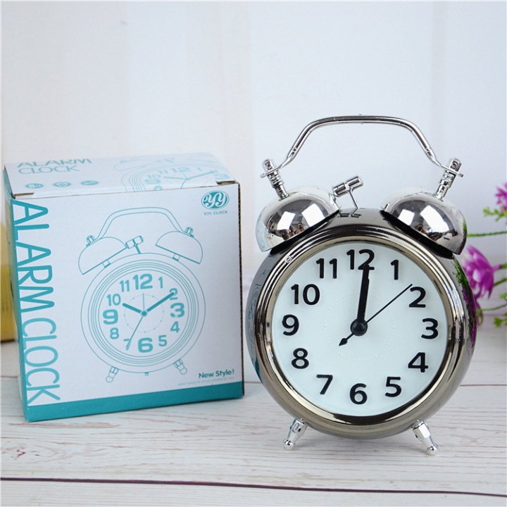 Plating Classic Vintage Ring Bell Alarm Clock Child Creativity Small Alarm Clock Watch Clock