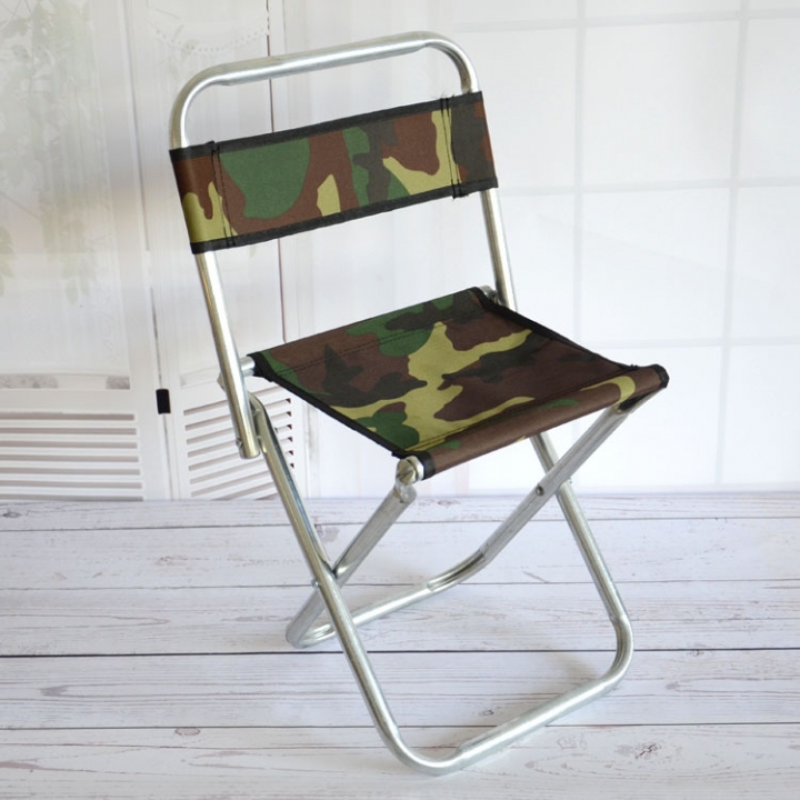 Camo Fold Backrest Fishing Stool Stainless Steel Pipe Outdoor Folding Chair Woven Folding Chairs