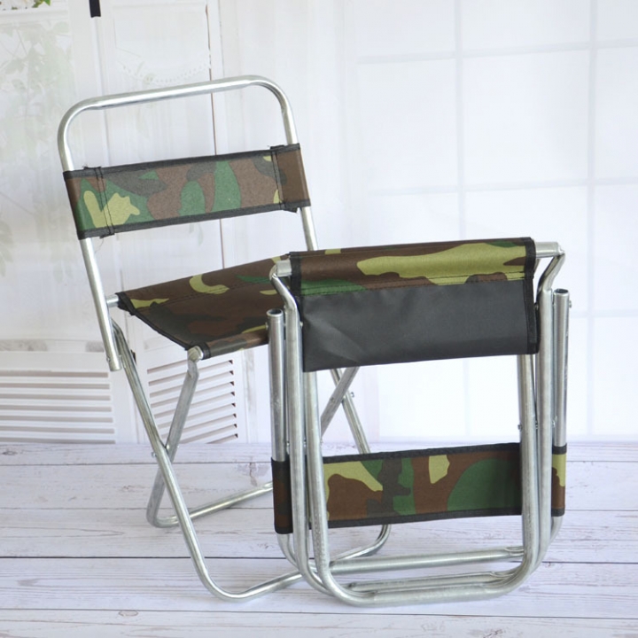Camo Fold Backrest Fishing Stool Stainless Steel Pipe Outdoor Folding Chair Woven Folding Chairs