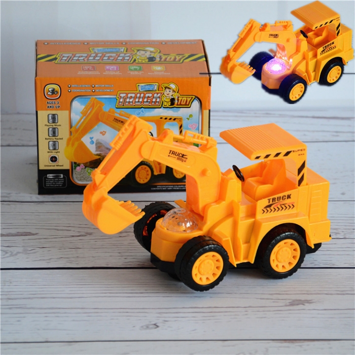 Electric Excavator Model Puzzle Toy Electric Colorful light Engineering Vehicle
