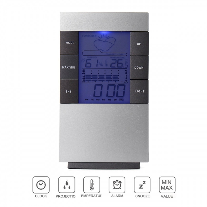 Electronics Thermometer Household Electronics Hygrometer Time Weather  Prediction Alarm Clock
