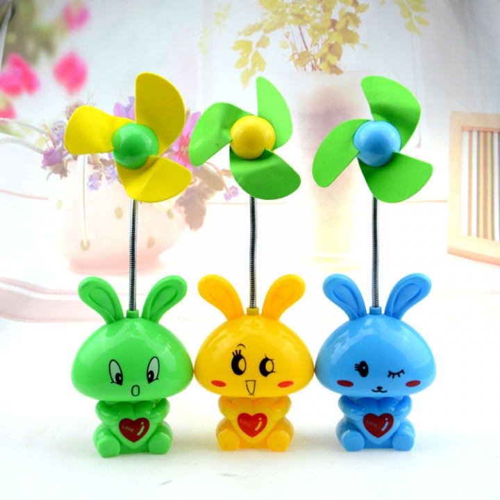 Charging Table Lamp Type Electric Fan Mini Cartoon Rabbit Energy Saving Multicolor Small Fan
