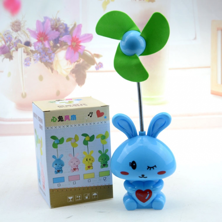 Charging Table Lamp Type Electric Fan Mini Cartoon Rabbit Energy Saving Multicolor Small Fan