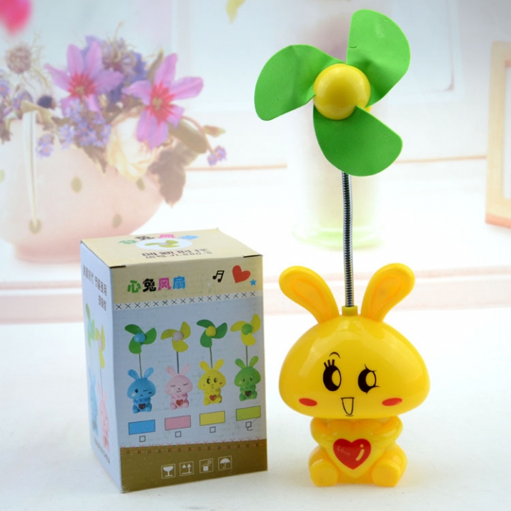 Charging Table Lamp Type Electric Fan Mini Cartoon Rabbit Energy Saving Multicolor Small Fan
