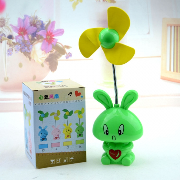 Charging Table Lamp Type Electric Fan Mini Cartoon Rabbit Energy Saving Multicolor Small Fan
