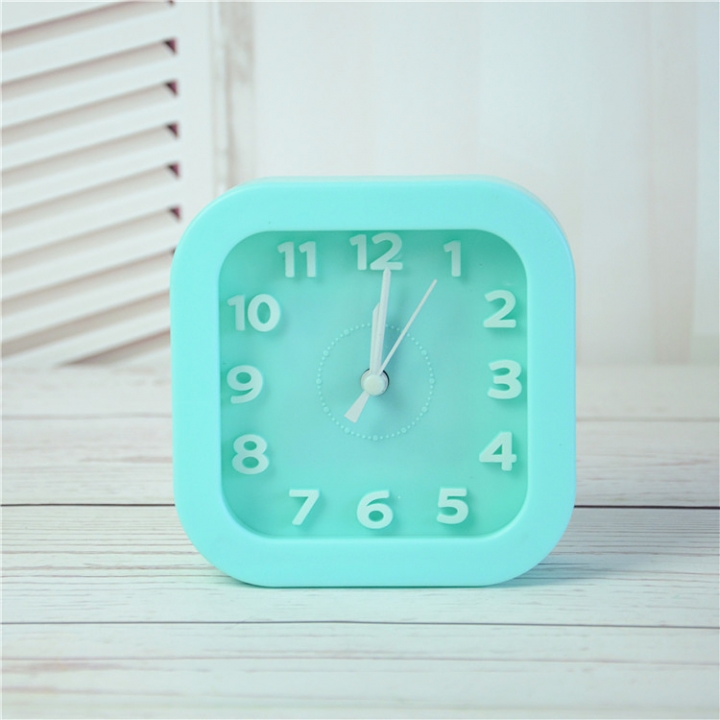 Candy Colors Square Small Alarm Clock Desktop Table Clock Student Learn Bedside Clock