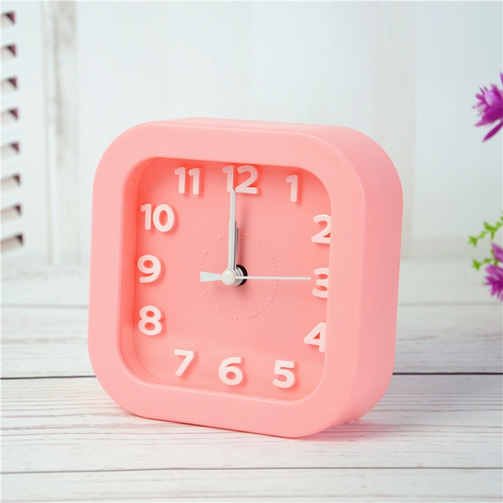 Candy Colors Square Small Alarm Clock Desktop Table Clock Student Learn Bedside Clock