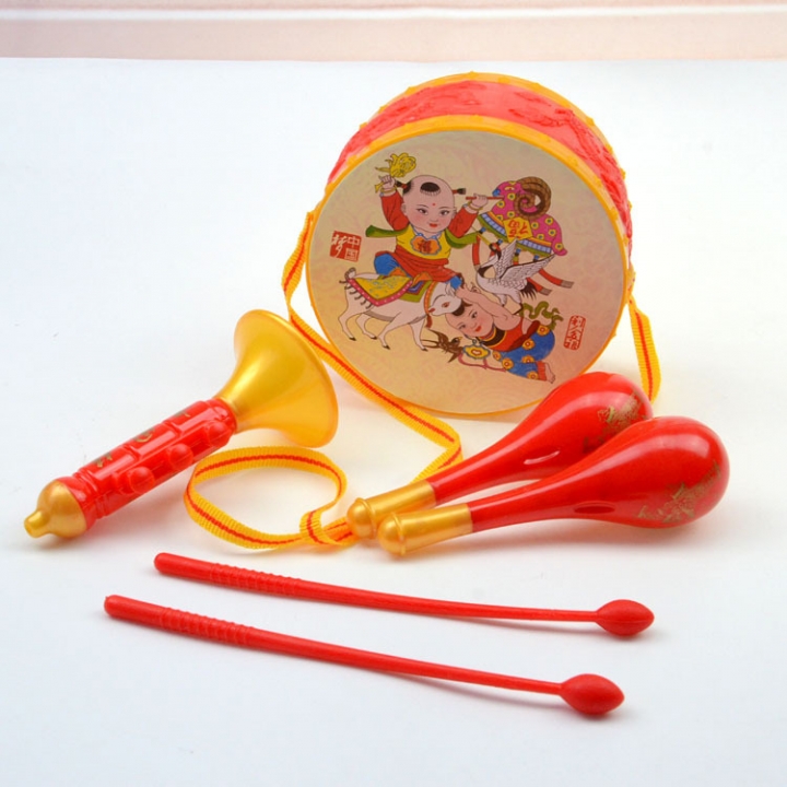 Baby Rattle Package Auspicious Rattle Newborn Young Children Baby Set Lucky Drum