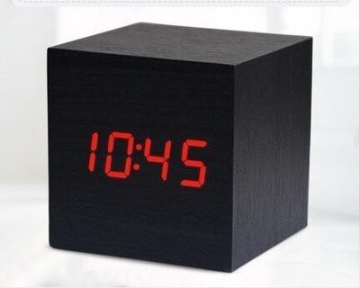 Led Electronic Wooden Alarm Clock Student Voice Control Luminous Bedside Desktop Clock