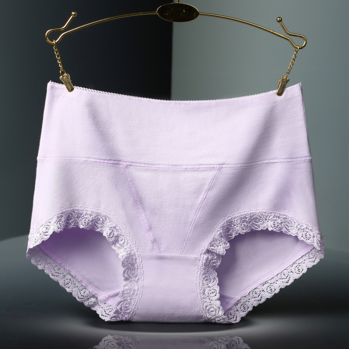 High Waist Cotton Lace Ms Sweat Absorption Breathable Triangular No trace Abdomen Underwear