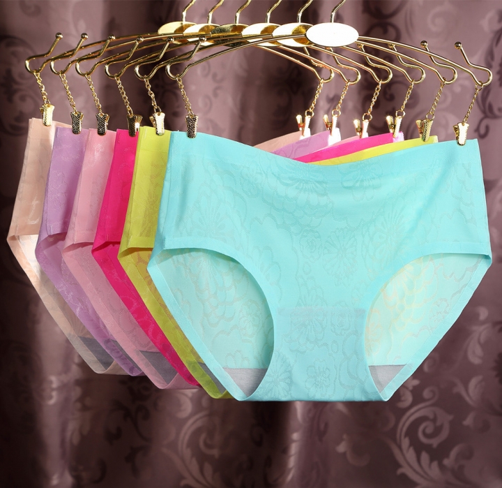Seamless Printing No Trace Ms Underwear Lace Middle Waist Women's Underwear