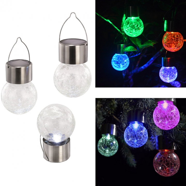 Solar Energy Crack Glass Ball lights Household Decoration Street light Hanging lights