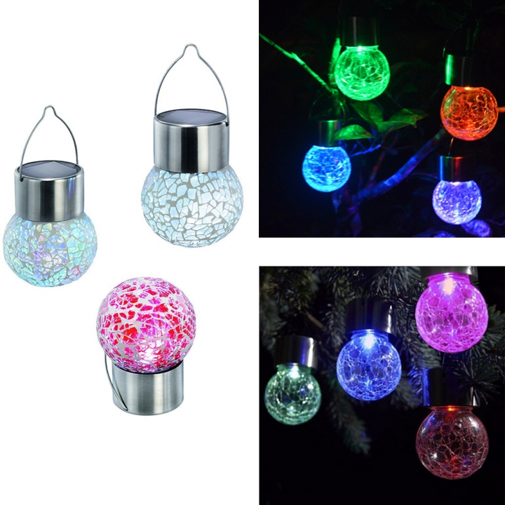 Solar Energy Crack Glass Ball lights Household Decoration Street light Hanging lights