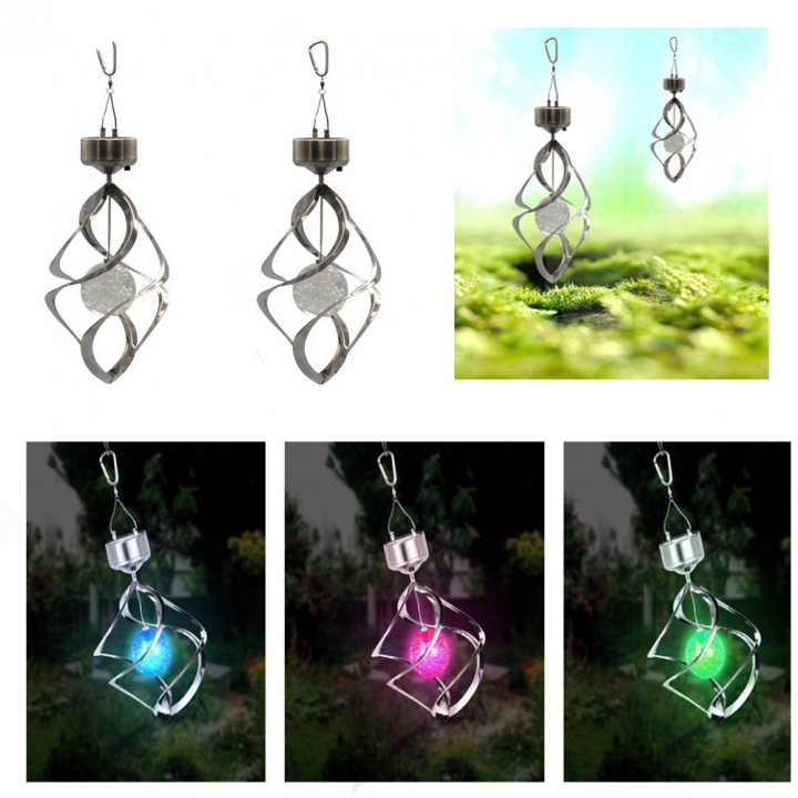 Household Solar Energy Wind Bell light Garden Decorative Wind Turn lights Colorful Diamond light