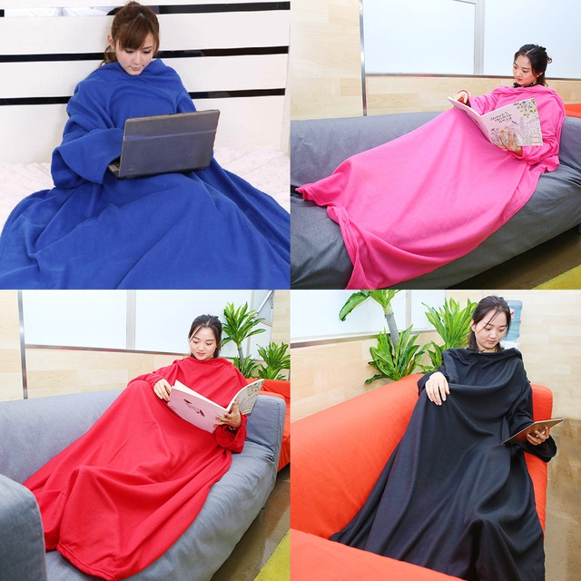 Creative   Coral Carpet Home Sleeping Blanket Lazy Plush Washable Snuggie Blanket With Sleeves