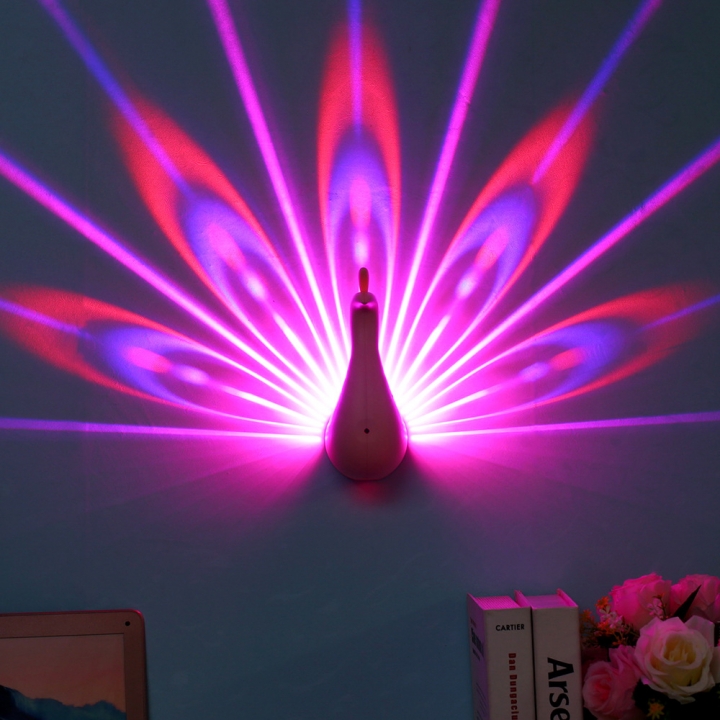Creativity Peacock Projection lamp Colorful Remote Control Household USB Night light led Wall Lamp