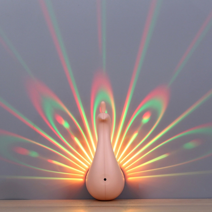 Creativity Peacock Projection lamp Colorful Remote Control Household USB Night light led Wall Lamp