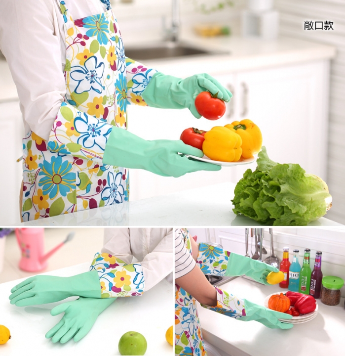 Keep Warm Plus Velvet Thicken Rubber Gloves do The Washing up Rubber Wide Mouth Sleeves Gloves